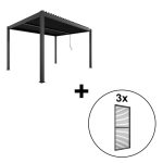 Pergola 'Shade' Aluminium dunkelgrau 3 x 4 m manuell inklusive 3 x Lamellenwand 0,9 m (verstellbar) – Image 3