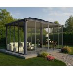 Pavillon ‚Ledro‘ geschlossen anthrazit 296 x 430 cm Polycarbonat grau