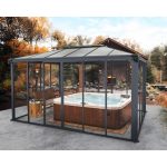 Pavillon ‚Ledro‘ geschlossen anthrazit 296 x 430 cm Polycarbonat grau – Image 5