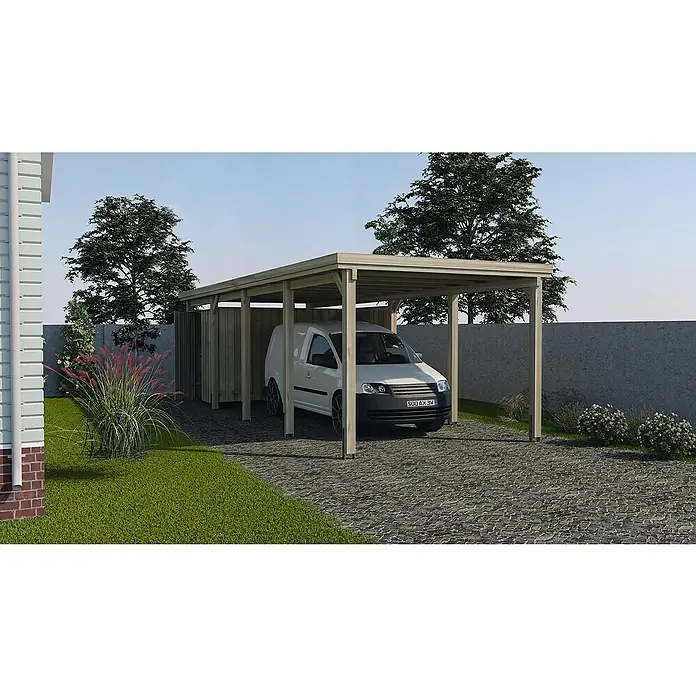 12 (16) Weka Carport 617 Holz, Grundfläche: 23,05 m², Mit Stahldach – Image 1