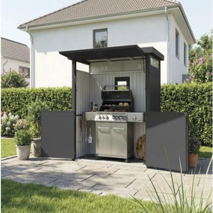 Grillhaus Konsta mit aufklappbarer Frontseite 230 x 113 x 222 cm anthrazit