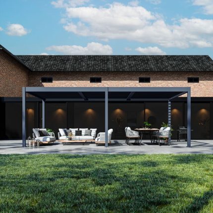 Pergola ‚Grand Tuscan 1224‘ anthrazit 715 x 363 x 256 cm, mit verstellbare Lamellen