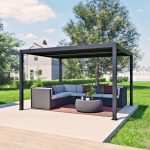 Pergola 'Milo 1012' schwarz 357 x 288 x 225 cm, mit verstellbare Lamellen